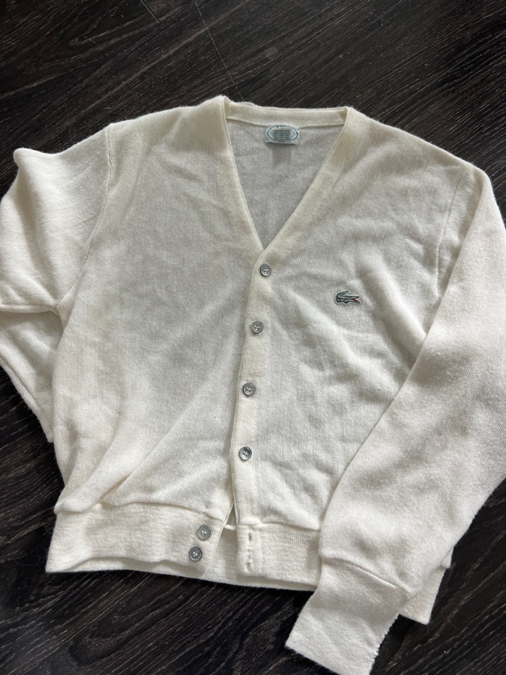 Lacoste Cream Button-Front V-Neck Cardigan